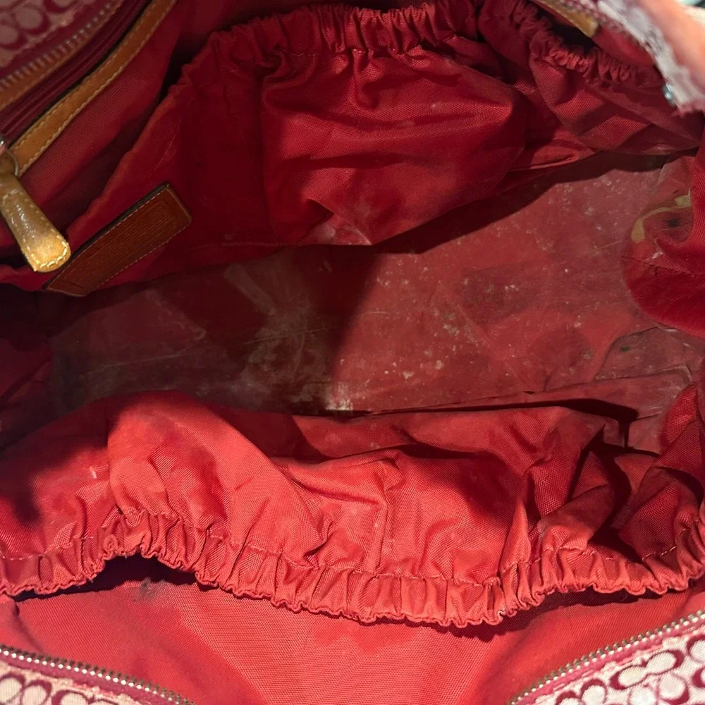Coach Red diaper bag Leather Trim Tote